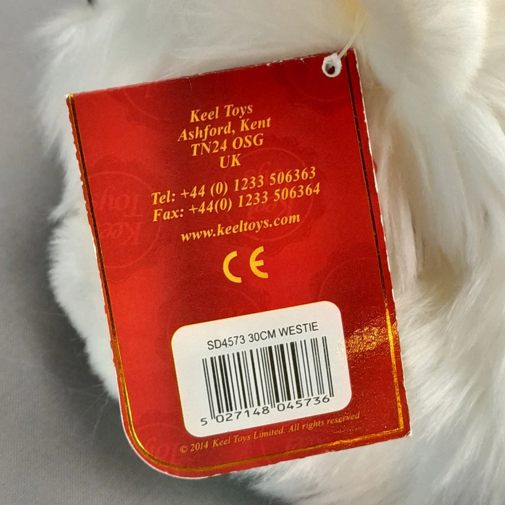 Keel Toys Signature Puppies Westie West Highland White Terrier Plush Dog White‎